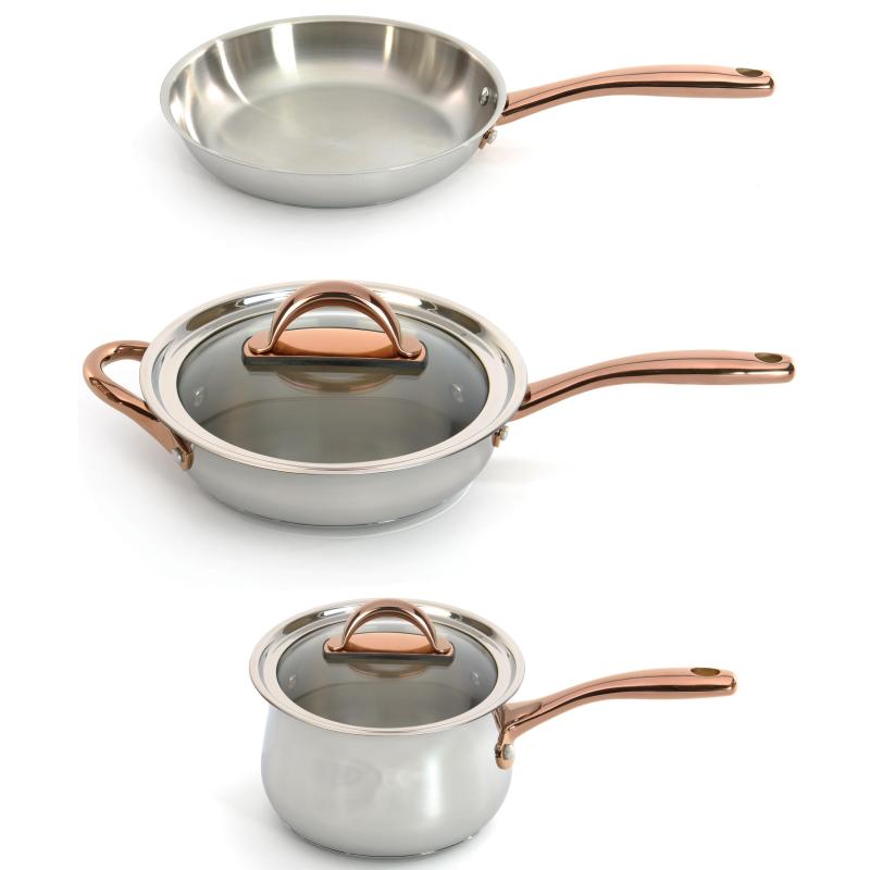 BergHoff Ouro Gold 18/10 Ss 4Pc Starter Set/Glass Lids 2 BergHoff Ouro Gold 18/10 Ss 4Pc Starter Set/Glass Lids 2