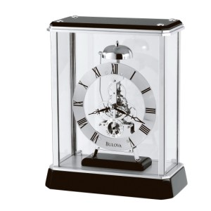 Bulova Vantage Black Solid Wood, Chrome & Glass Clock w/ Skeleton Movement 1 Bulova Vantage Black Solid Wood, Chrome & Glass Clock w/ Skeleton Movement 1