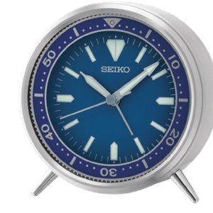 Seiko Mai T Bedside Alarm Clock in Blue 1 Seiko Mai T Bedside Alarm Clock in Blue 1