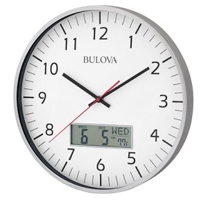 Bulova Manager Large Analog/Digital Wall Clock Quiet Sweep Seconds Hand With Date & Temperature 1 Bulova Manager Large Analog/Digital Wall Clock Quiet Sweep Seconds Hand With Date & Temperature 1