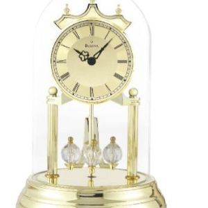 Bulova Tristan I Brass Revolving Pendulum Clock w/ Glass Dome 1 Bulova Tristan I Brass Revolving Pendulum Clock w/ Glass Dome 1