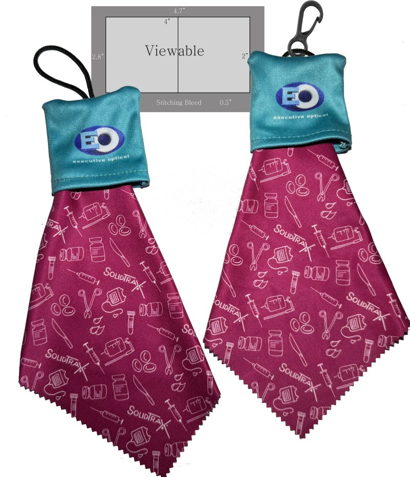 6" x 6" Full Color Microfiber Cleaning Cloth attached to a 4" x 2" Full Color Mini Pouch 1 6" x 6" Full Color Microfiber Cleaning Cloth attached to a 4" x 2" Full Color Mini Pouch 1