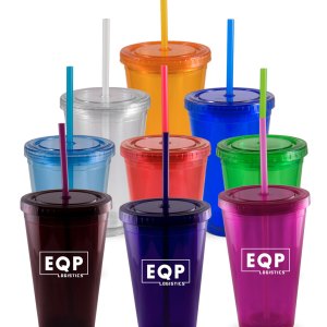 16 Oz. Double Wall Tumbler w/Straw 1 16 Oz. Double Wall Tumbler w/Straw 1