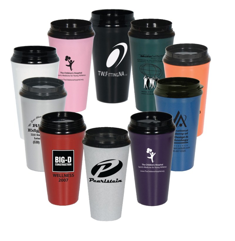 16 Oz. Double Wall Insulated Travel Tumbler w/Black Slider Lid 1 16 Oz. Double Wall Insulated Travel Tumbler w/Black Slider Lid 1