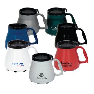 16 Oz. Low Rider Mug with Special Rubber Grip Base & Slider Lid 1 16 Oz. Low Rider Mug with Special Rubber Grip Base & Slider Lid 1