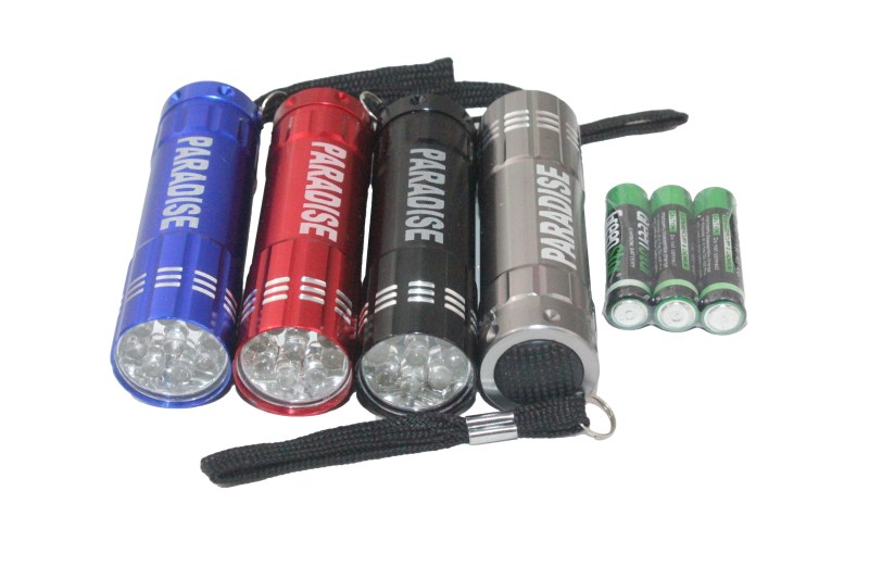 9 LED Pocket Flashlight w/Strap, Gift Box, & 3 AAA Batteries 1 9 LED Pocket Flashlight w/Strap, Gift Box, & 3 AAA Batteries 1