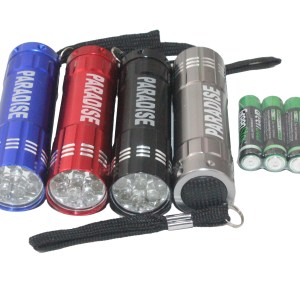 9 LED Pocket Flashlight w/Strap, Gift Box, & 3 AAA Batteries 1 9 LED Pocket Flashlight w/Strap, Gift Box, & 3 AAA Batteries 1