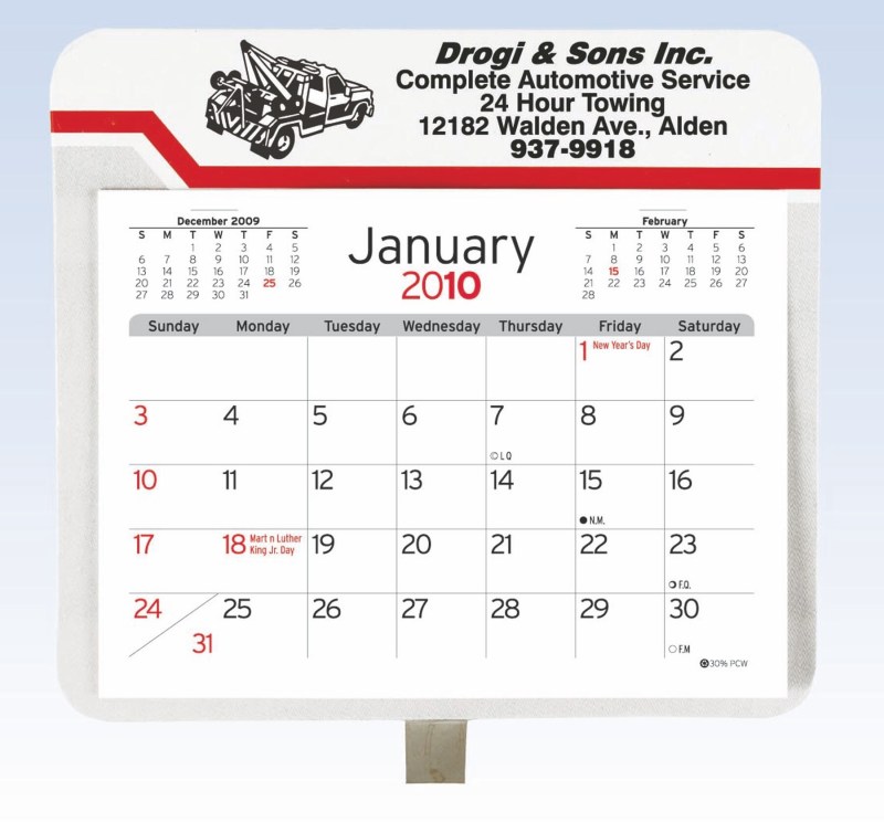 Large Car/ Truck Visor Calendar (5"x4.5") 1 Large Car/ Truck Visor Calendar (5"x4.5") 1