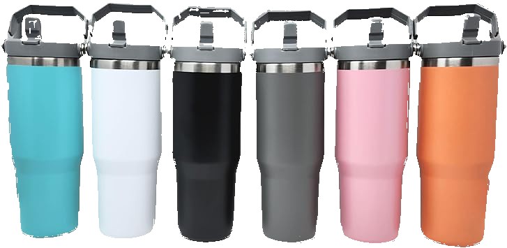 30 Oz. Vacuum Insulated Stainless Steel Tumbler w/Copper Lining & Straw Handle Lid 2