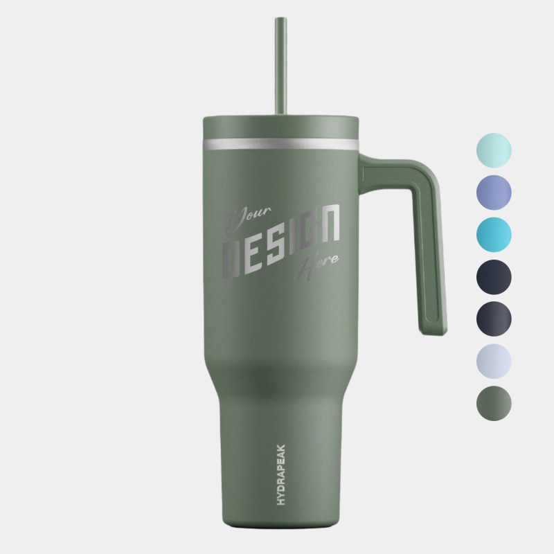 40 oz Hydrapeak® Stainless Steel Insulated Tumbler With Handle and Straw Lid 1 40 oz Hydrapeak® Stainless Steel Insulated Tumbler With Handle and Straw Lid 1