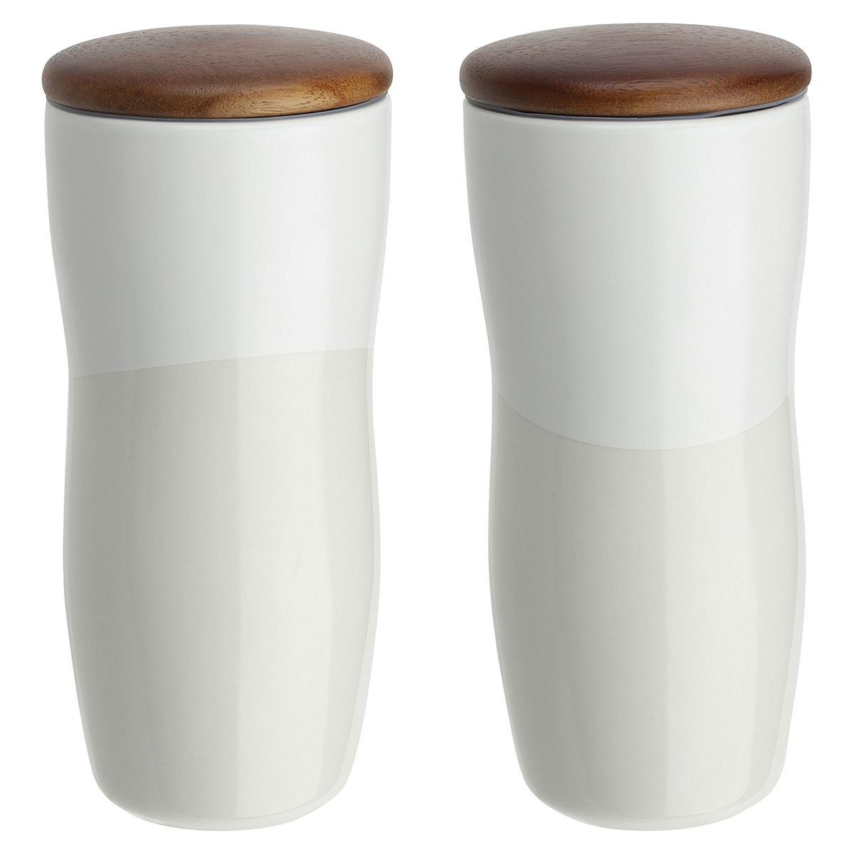 Adriano 12 oz Double-wall Ceramic Tumbler with Wood Lid 1