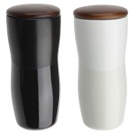 Adriano 12 oz Double-wall Ceramic Tumbler with Wood Lid 2 Adriano 12 oz Double-wall Ceramic Tumbler with Wood Lid 2