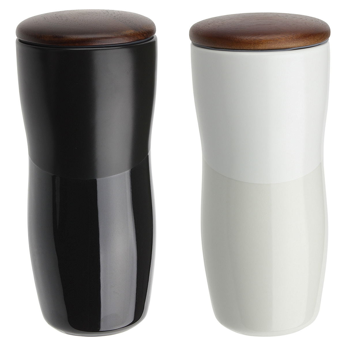 Adriano 12 oz Double-wall Ceramic Tumbler with Wood Lid 1