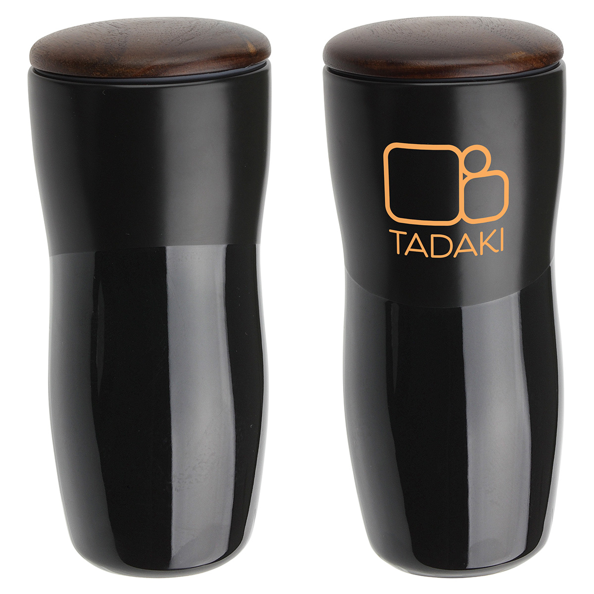 Adriano 12 oz Double-wall Ceramic Tumbler with Wood Lid 1