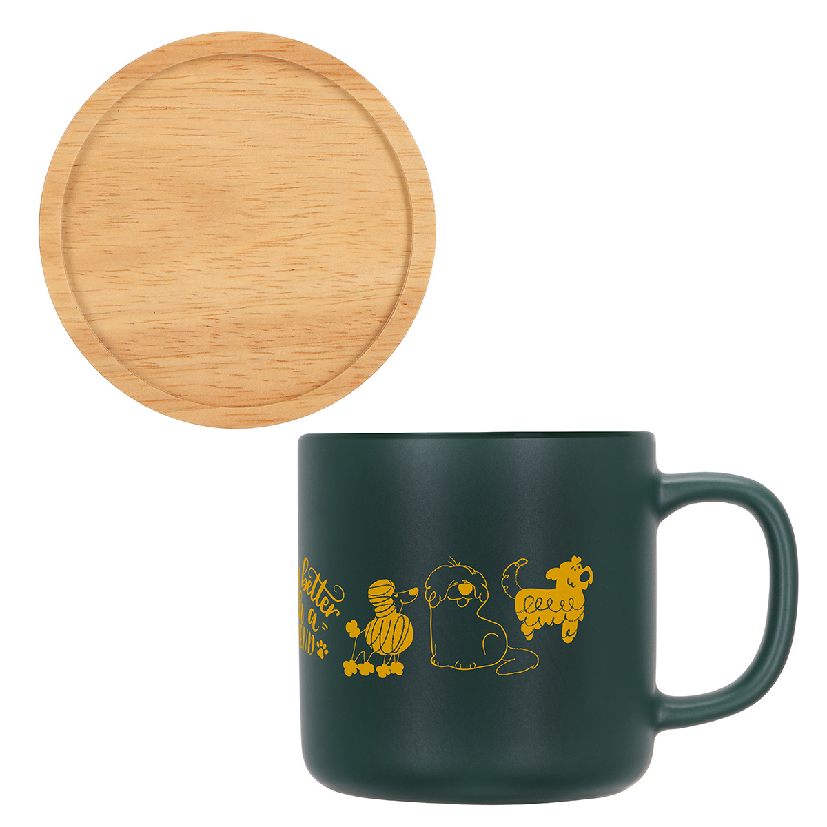 Dalton 12 oz Ceramic Mug w/ Bamboo Lid/Coaster 1