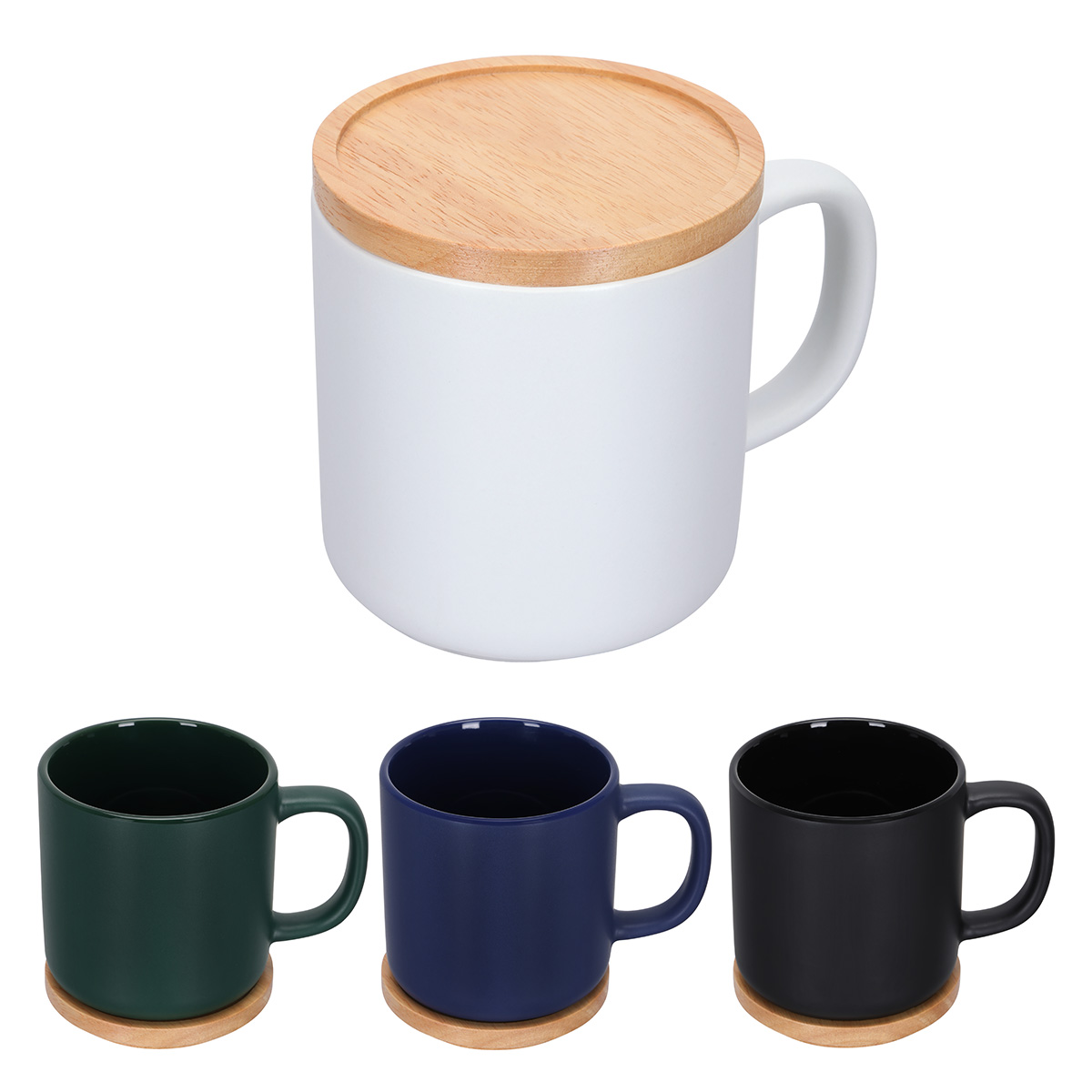 Dalton 12 oz Ceramic Mug w/ Bamboo Lid/Coaster 1