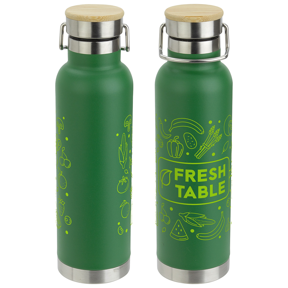 Cusano 22 oz Vacuum Insulated Stainless Steel Bottle with Bamboo Cap 1