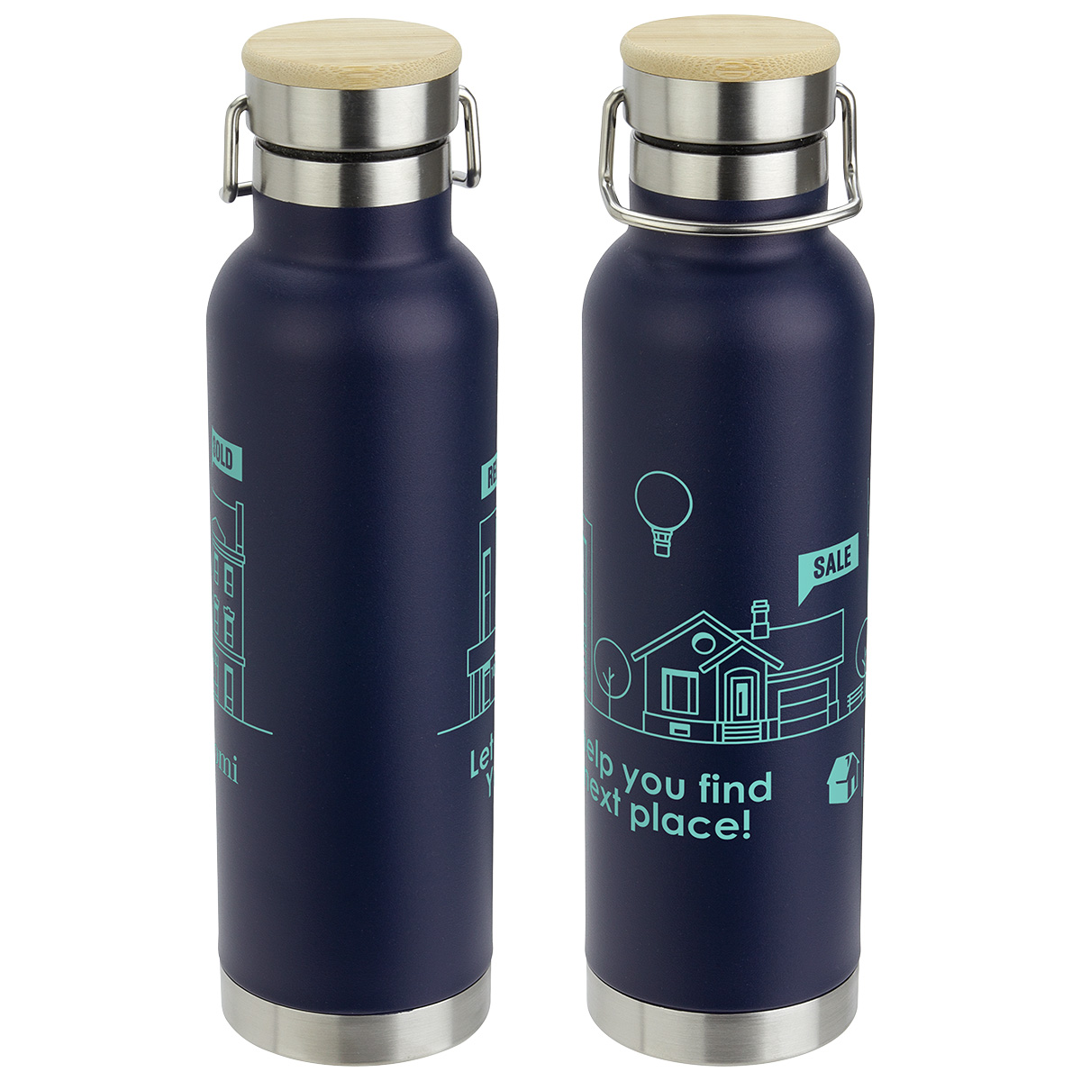 Cusano 22 oz Vacuum Insulated Stainless Steel Bottle with Bamboo Cap 1