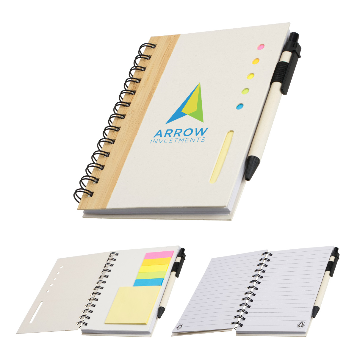 Camber Spiral Notebook with Colorful Sticky Notes & Pen 1