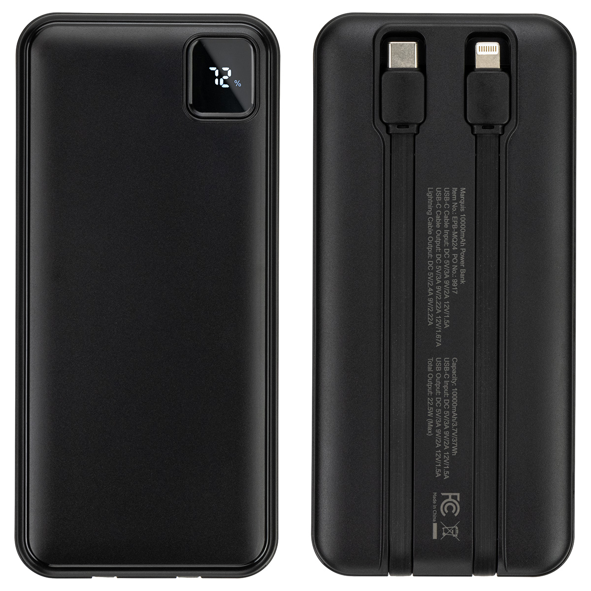 Marquis 10000mAh 20W PD Power Bank with Built-In Cables 1