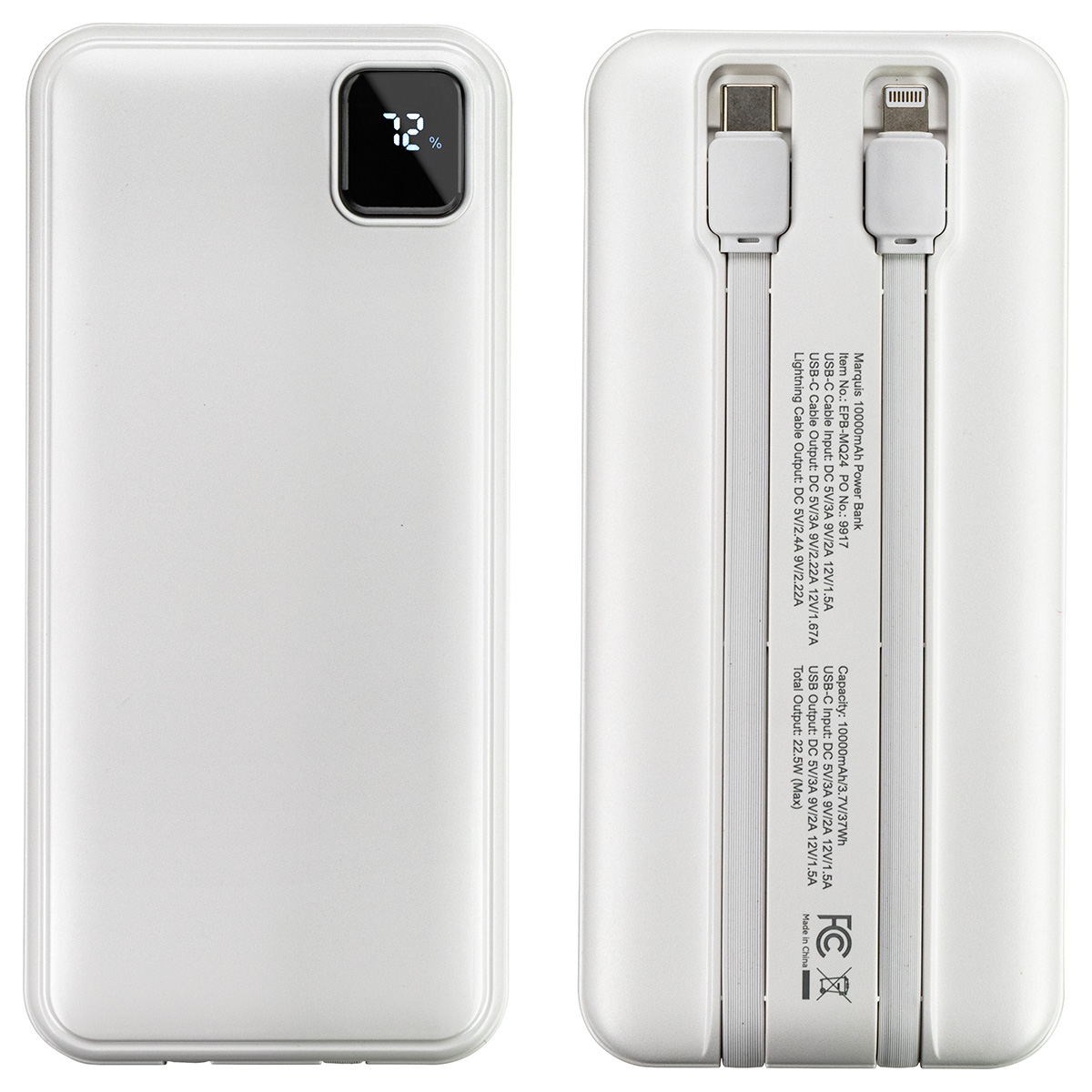 Marquis 10000mAh 20W PD Power Bank with Built-In Cables 1