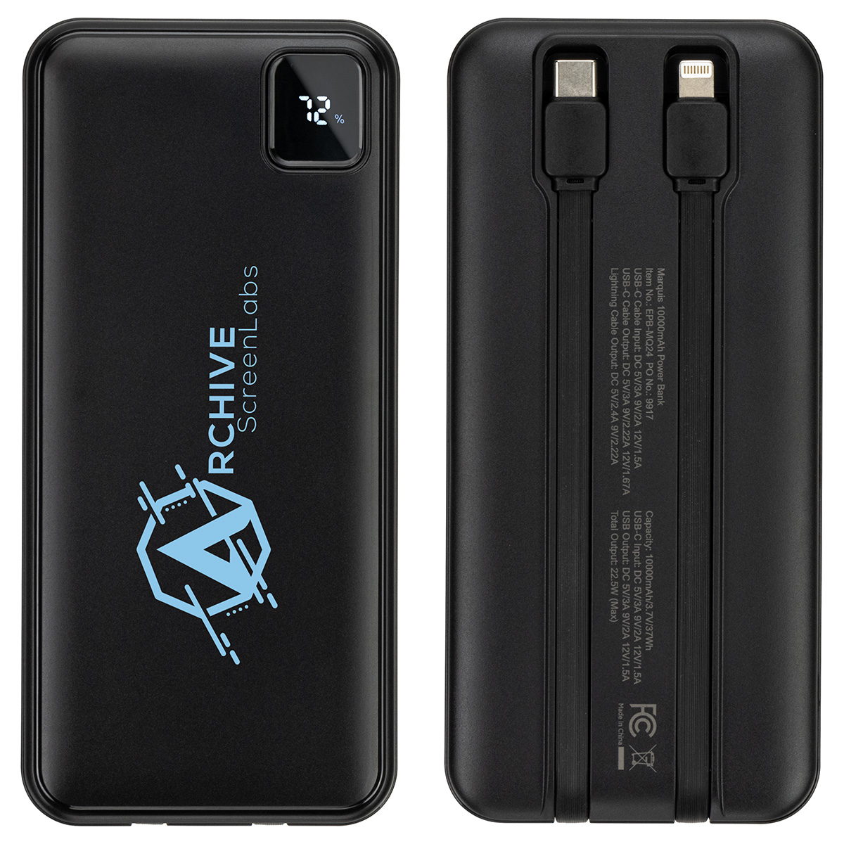 Marquis 10000mAh 20W PD Power Bank with Built-In Cables 1