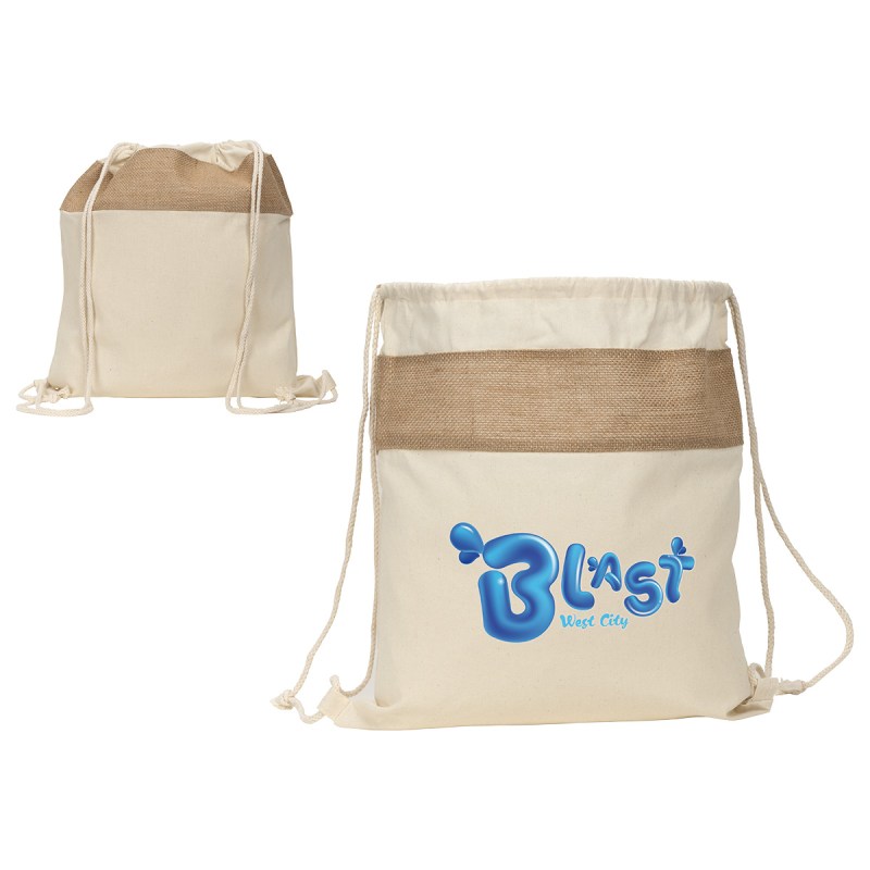 Savanna Jute & Recycled Cotton Drawstring Backpack 1 Savanna Jute & Recycled Cotton Drawstring Backpack 1