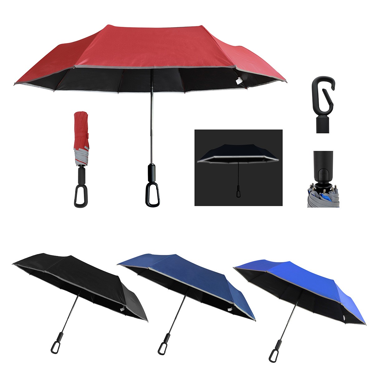 Ridgeline 46" Arc Reflective Umbrella with Carabiner Handle 1