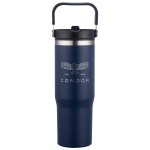 Oreno 30 oz Stainless Steel/Polypropylene Travel Tumbler - Navy Blue Oreno 30 oz Stainless Steel/Polypropylene Travel Tumbler - Navy Blue