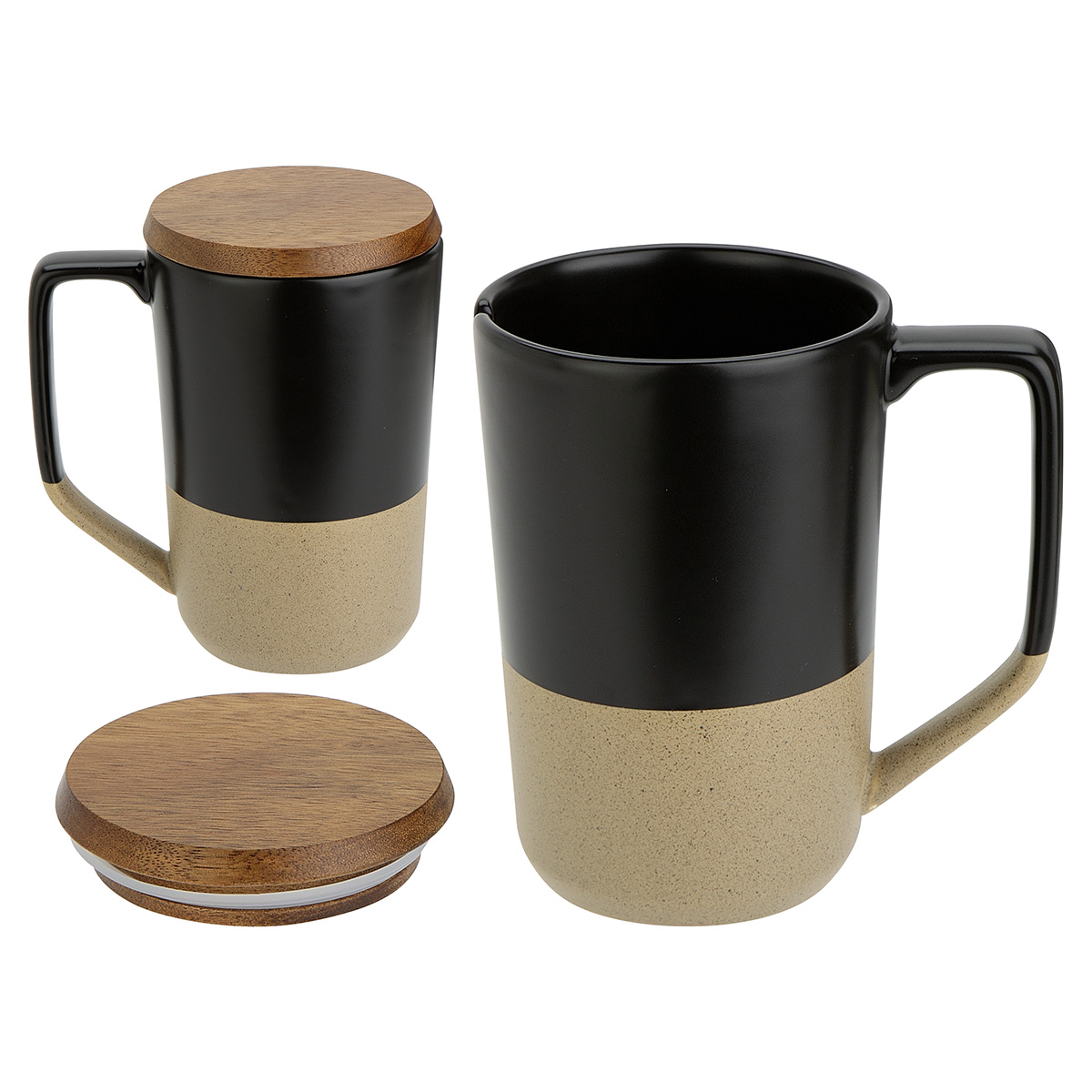 Bellaria 15 oz Ceramic Mug with Wood Lid 1