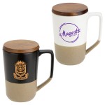 Bellaria 15 oz Ceramic Mug with Wood Lid 1 Bellaria 15 oz Ceramic Mug with Wood Lid 1