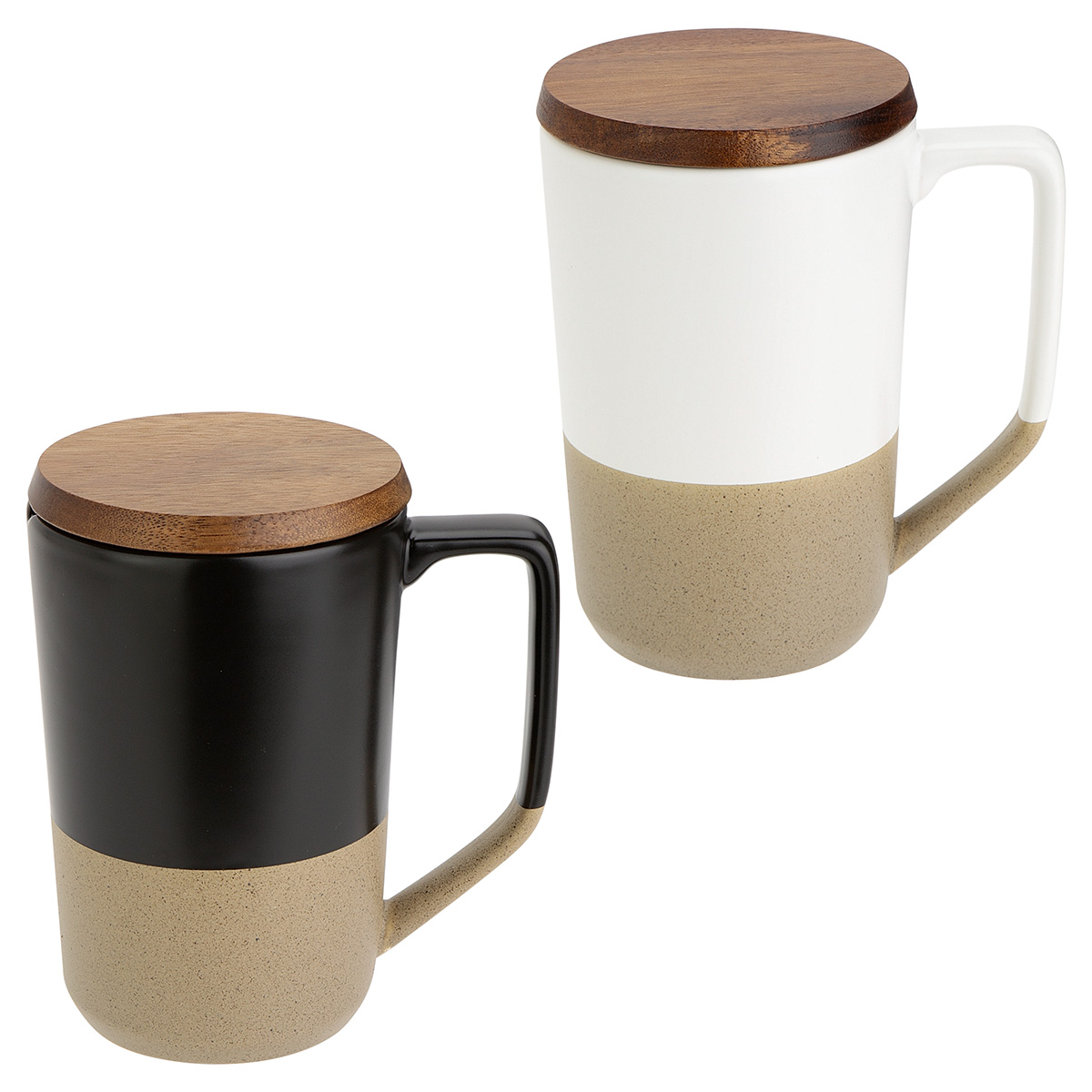Bellaria 15 oz Ceramic Mug with Wood Lid 1