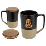 Bellaria 15 oz Ceramic Mug with Wood Lid - Black Bellaria 15 oz Ceramic Mug with Wood Lid - Black