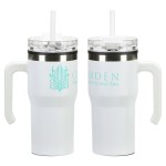 Outback 20 oz Stainless Steel/Polypropylene Mug with Lid and Straw - White Outback 20 oz Stainless Steel/Polypropylene Mug with Lid and Straw - White