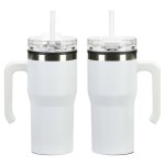 Outback 20 oz Stainless Steel/Polypropylene Mug with Lid and Straw - White Outback 20 oz Stainless Steel/Polypropylene Mug with Lid and Straw - White
