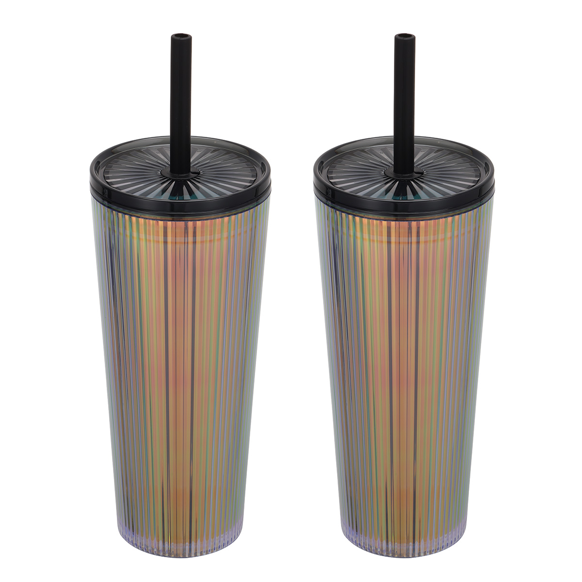 Pyramid 22 oz Recycled Iridescent Silicone Straw Tumbler 1