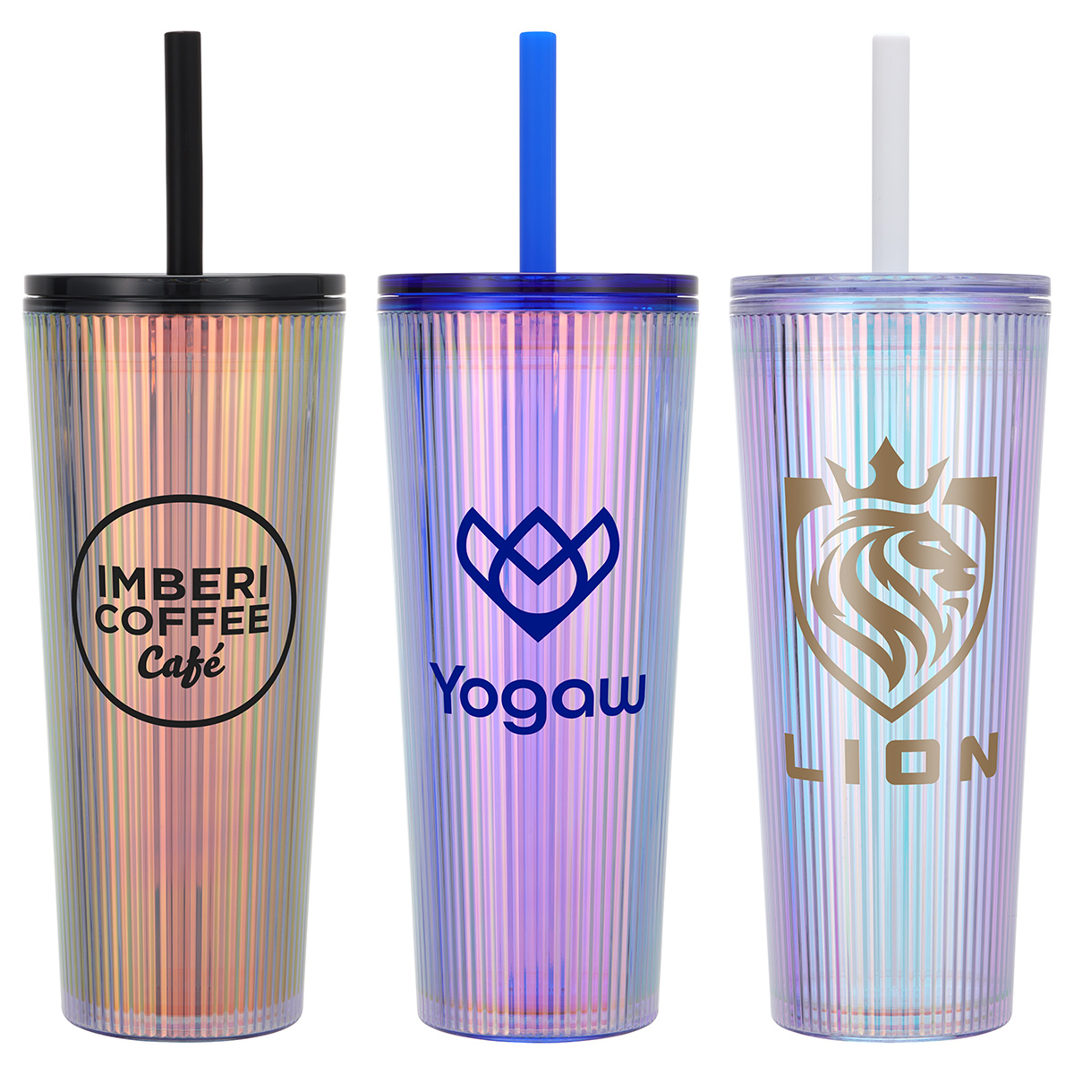 Pyramid 22 oz Recycled Iridescent Silicone Straw Tumbler 1