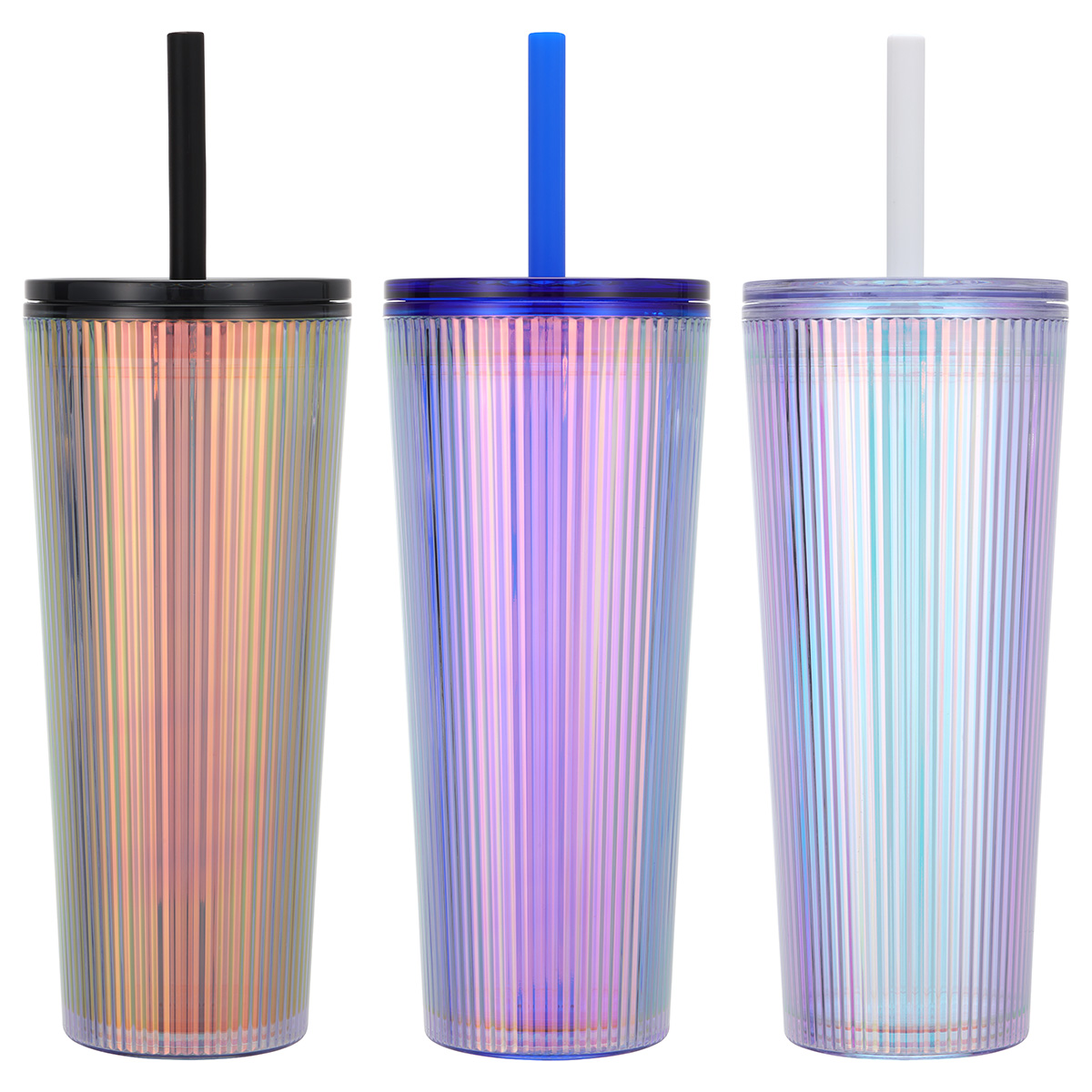 Pyramid 22 oz Recycled Iridescent Silicone Straw Tumbler 1