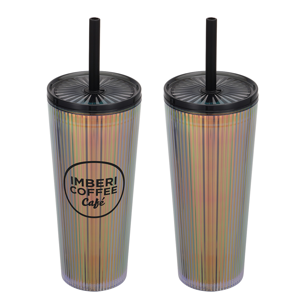 Pyramid 22 oz Recycled Iridescent Silicone Straw Tumbler 1