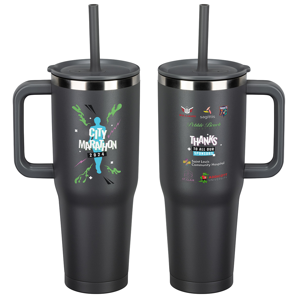 SENSO® Summit 40 oz Insulated Stainless Steel Travel Mug with Press-In Str 1