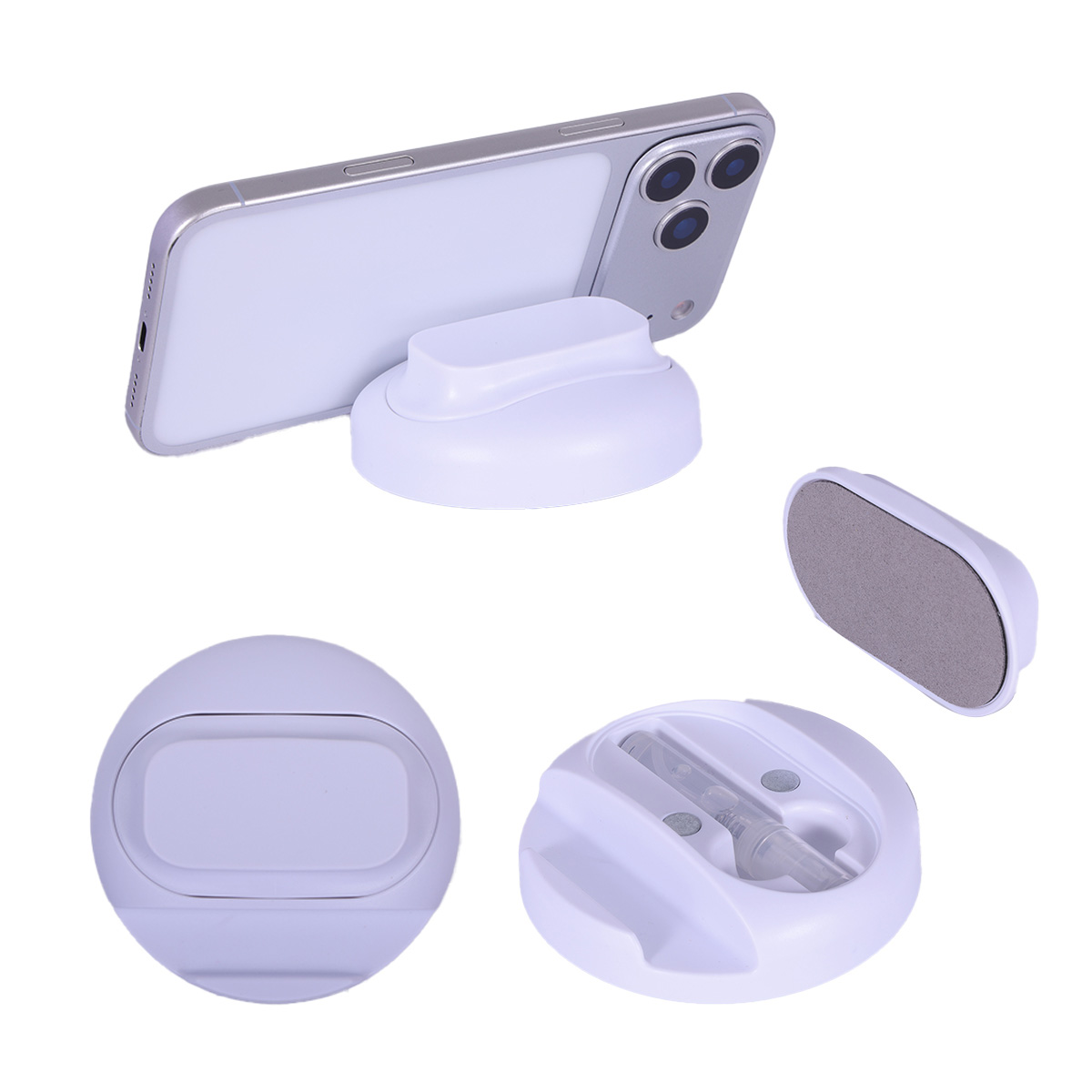 Asana Phone Stand with Built-In Screen Cleaner & Spray 2