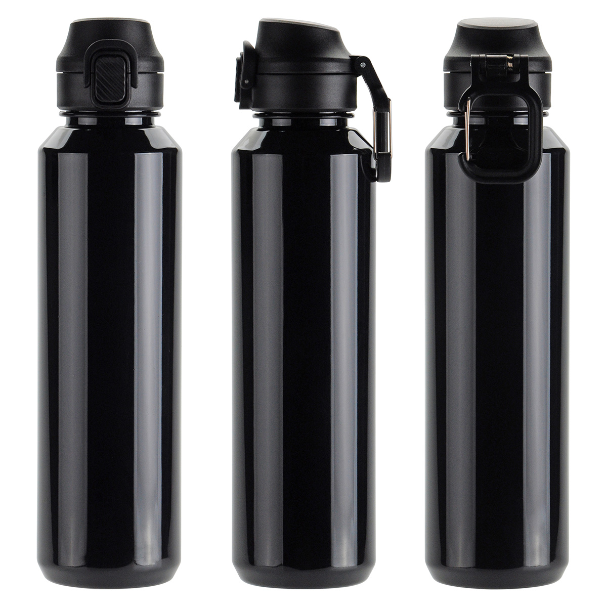 Switchback 27 oz RPET Bottle with Snap-Top Lid & Carabiner 1