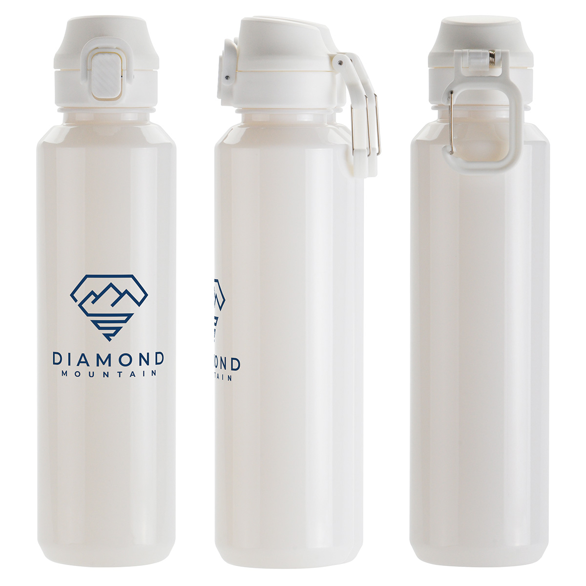 Switchback 27 oz RPET Bottle with Snap-Top Lid & Carabiner 1