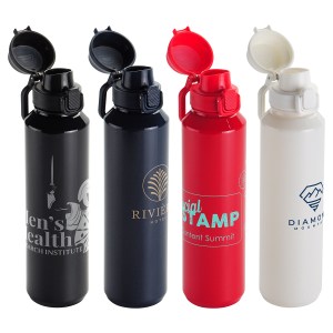 Switchback 27 oz RPET Bottle with Snap-Top Lid & Carabiner 1 Switchback 27 oz RPET Bottle with Snap-Top Lid & Carabiner 1