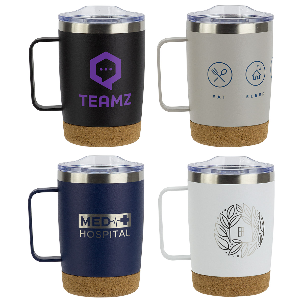 Sapora 12 oz Vacuum Insulated Stainless Steel Mug with Cork Base 1