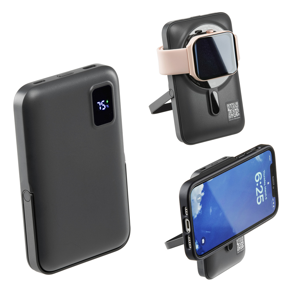 Regal 10000mAh 20W PD Power Bank w/15W Magnetic Wireless Charger, Watch Cha 1