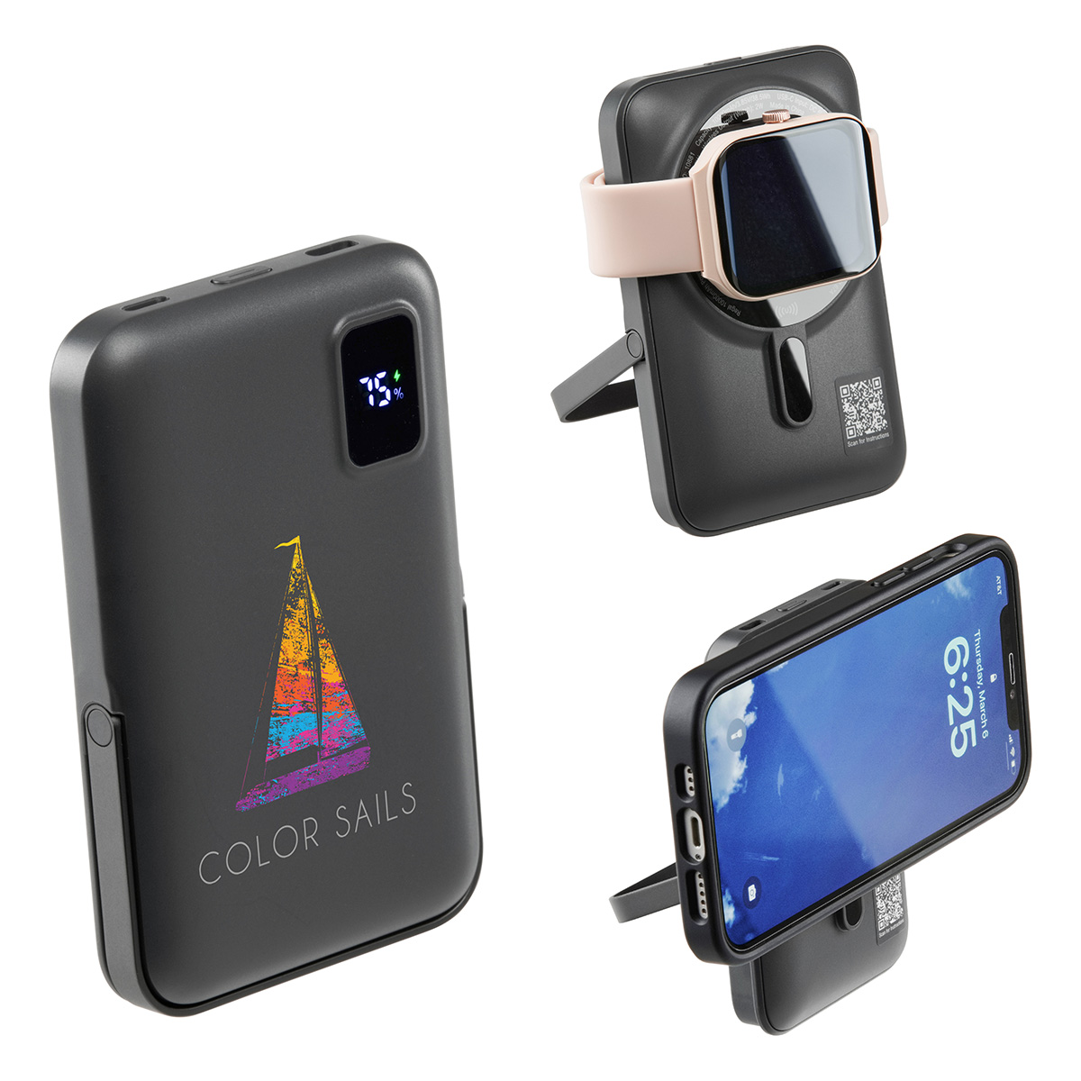 Regal 10000mAh 20W PD Power Bank w/15W Magnetic Wireless Charger, Watch Cha 1