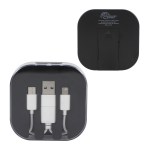 Tetra 4-in-1 Charging Cable With Recycled ABS Case & Built-In Phone Stand - Black Tetra 4-in-1 Charging Cable With Recycled ABS Case & Built-In Phone Stand - Black