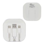 Tetra 4-in-1 Charging Cable With Recycled ABS Case & Built-In Phone Stand - White Tetra 4-in-1 Charging Cable With Recycled ABS Case & Built-In Phone Stand - White
