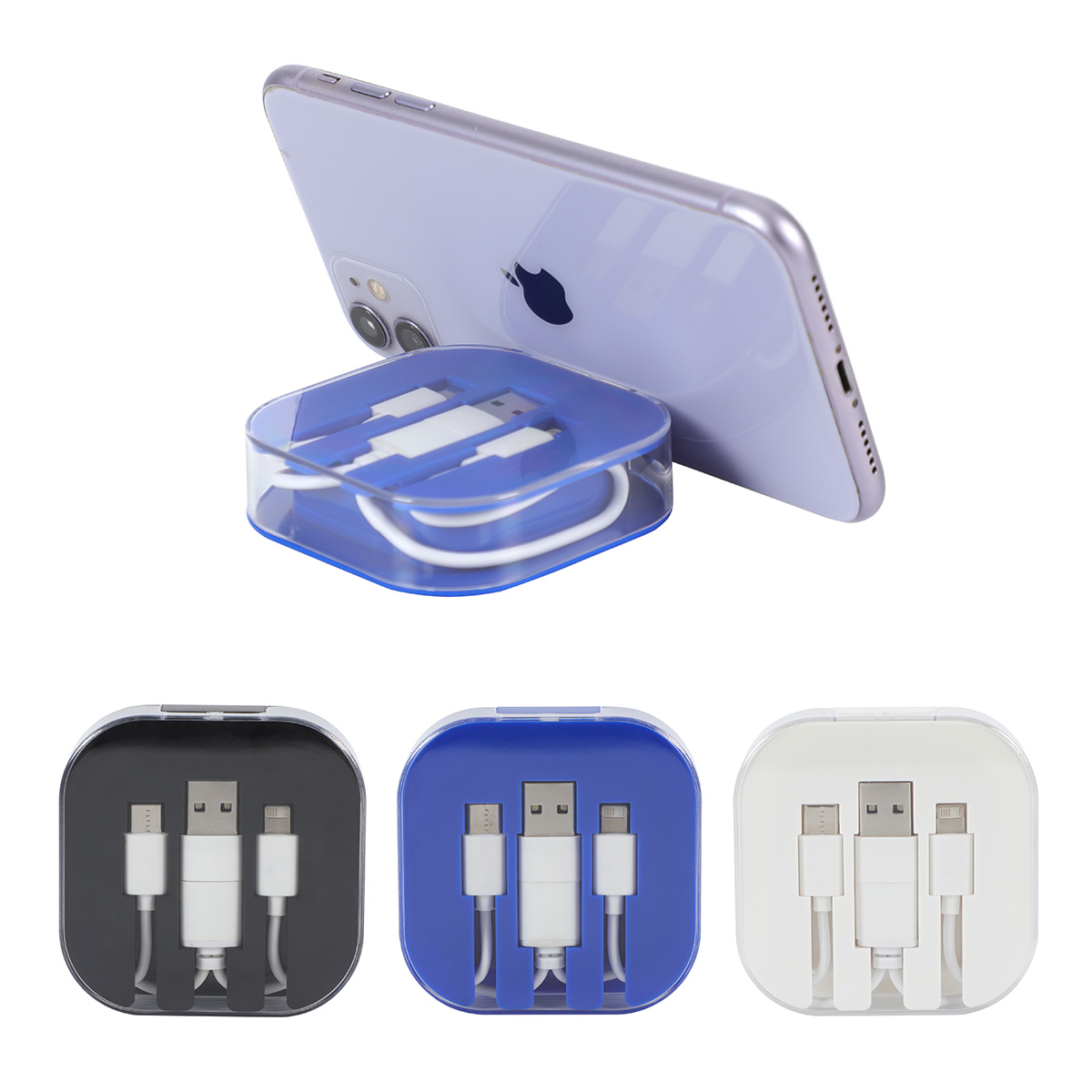 Tetra 4-in-1 Charging Cable With Recycled ABS Case & Built-In Phone Stand 1